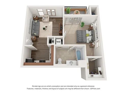 Floor plan 1 Bed 1 Bath