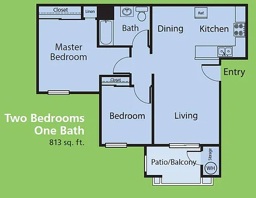 Floor plan Two Bedrooms One Bath