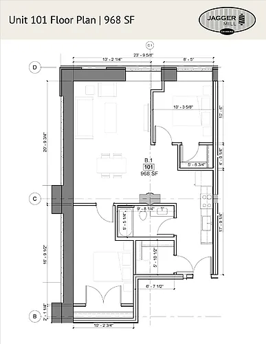 Floor plan 2 BR 1 Bath