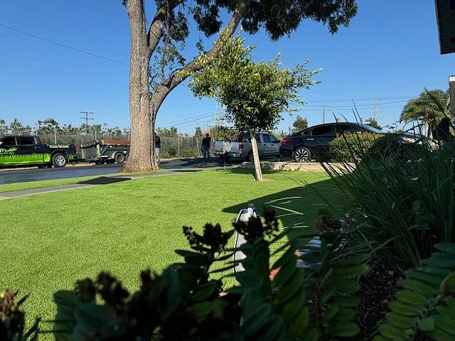 Newly installed artificial grass