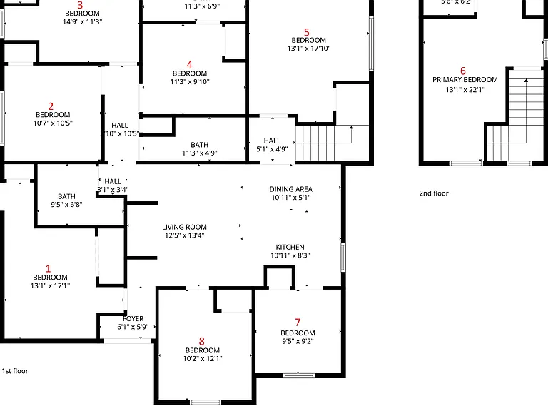 Floorplan with room numbers