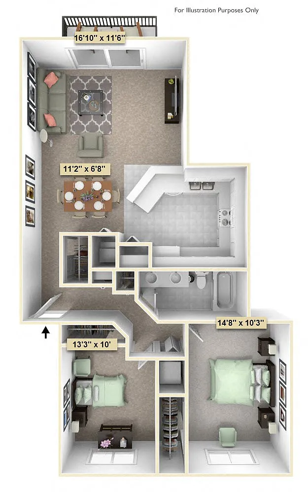 Floor plan Two Bedroom Juniper