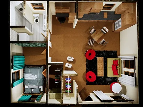Floor plan Ten Windows One Bedroom Apartment