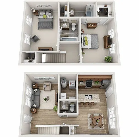 Floor plan Two Bedroom Townhome