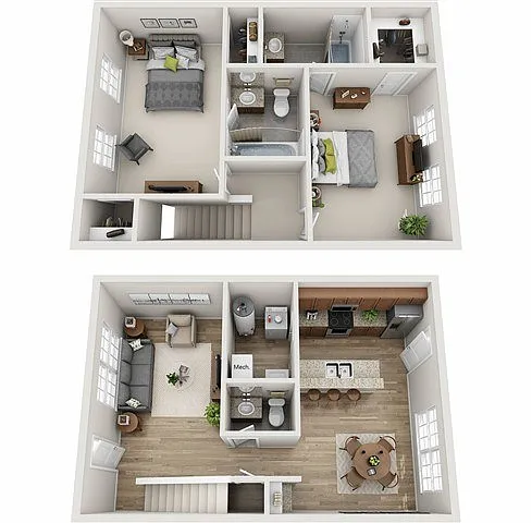 Floor plan Two Bedroom Townhome
