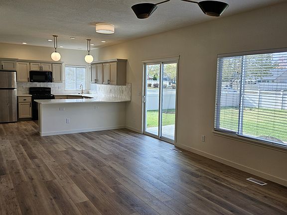 great room, dining room