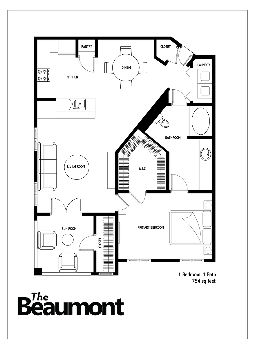Floor plan 1 Bed 1 Bath