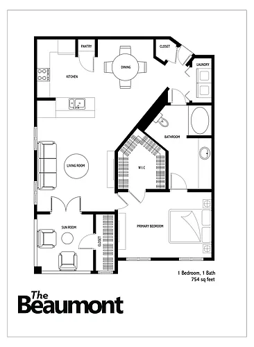Floor plan 1 Bed 1 Bath