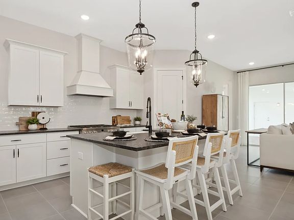 Kitchen with pendant lighting