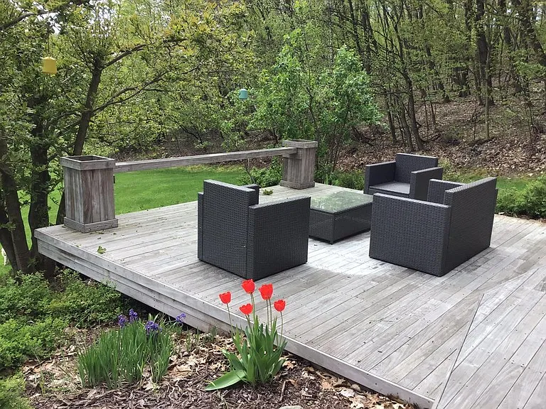Front deck with patio furniture
