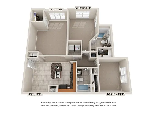Floor plan 2 Bed 2 Bath Hatteras