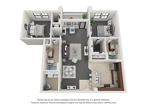Floor plan Two Bedroom Two Bath
