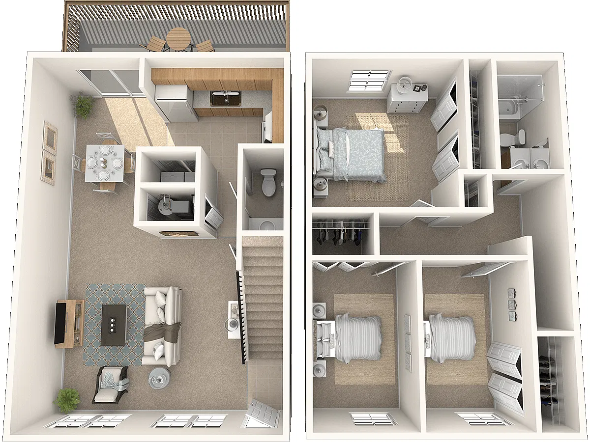 Floor plan 3 Bedroom Townhome