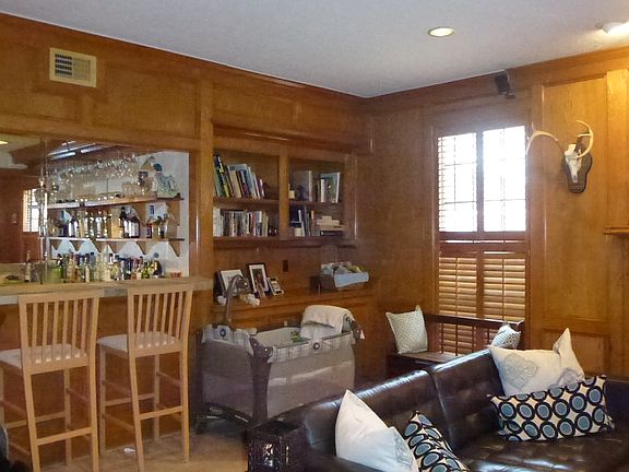 Another view of family room with wet bar