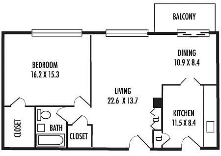 Floor plan 1Bedroom 1Bathroom