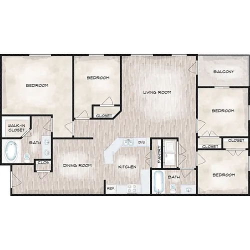 Floor plan 4 Bed 2 Bath