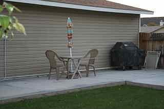 Large backyard with patio