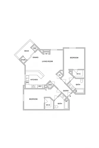 Floor plan Plan F - 2 bed 2 bath 1134