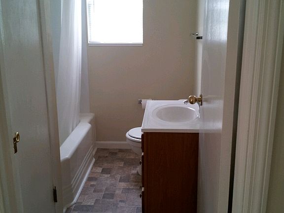 Bright bathroom with modern updates.