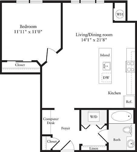 Floor plan 1 Bedroom B