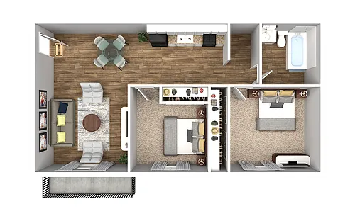 Floor plan 2 Bedroom 1 Bath 750