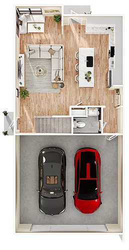 Floor plan 3B/2BA (2 car garage)