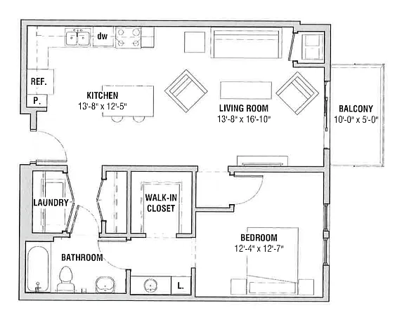 Floor plan 1x1.25 A and B