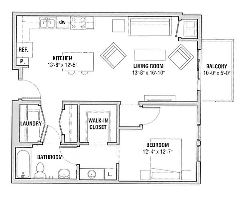 Floor plan 1x1 A and B