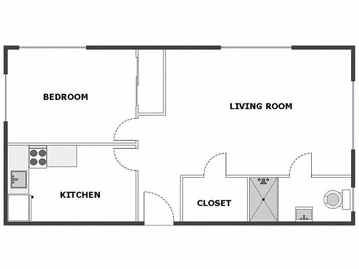Floor plan 1 Bed / 1 Bath: Type A