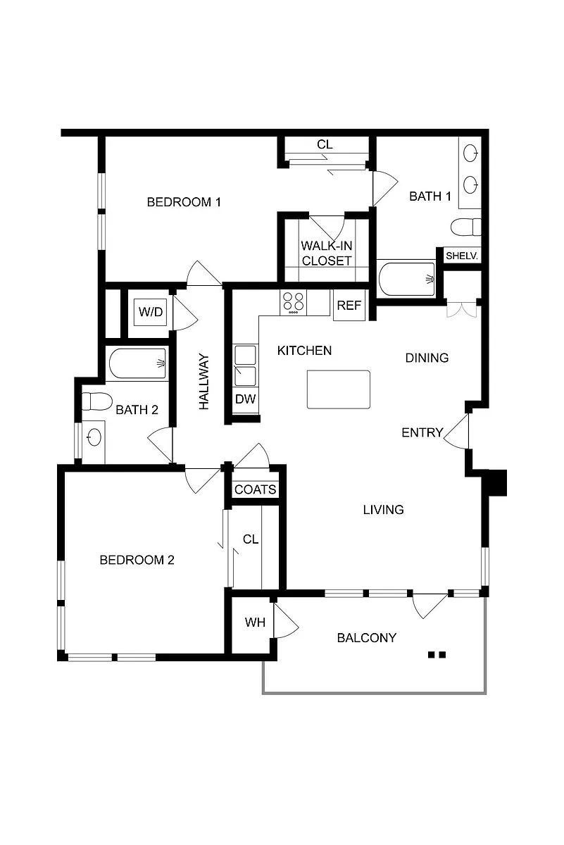 Floor plan 2BD, 2BTH B4.1