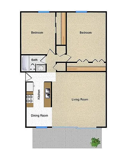 Floor plan Two Bedroom Upstairs