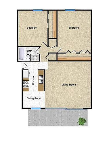 Floor plan Two Bedroom Upstairs