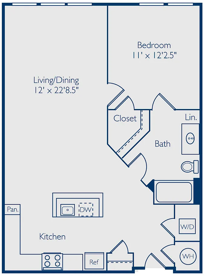 Floor plan 1 Bed 1 Bath A1P