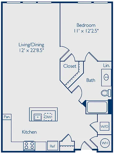 Floor plan 1 Bed 1 Bath A1P