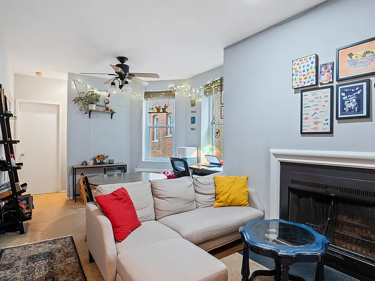 Large open living/dining/office area