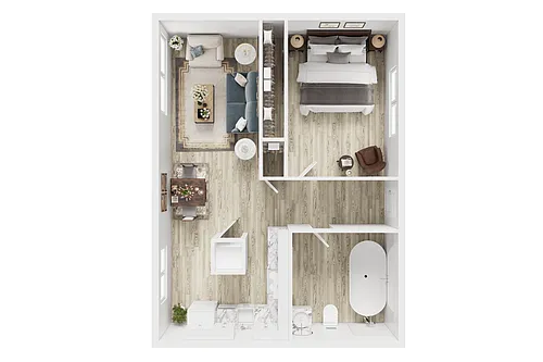 Floor plan One Bedroom One Bath