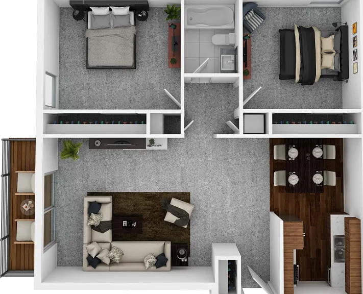 Two Bedroom 861 Floorplan Diagram
