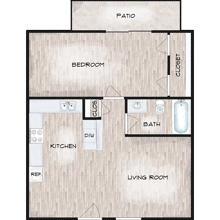 Floor plan 1 Bed 1 Bath