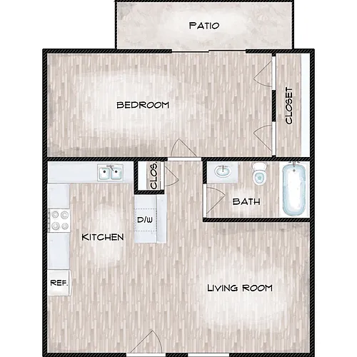 Floor plan 1 Bed 1 Bath