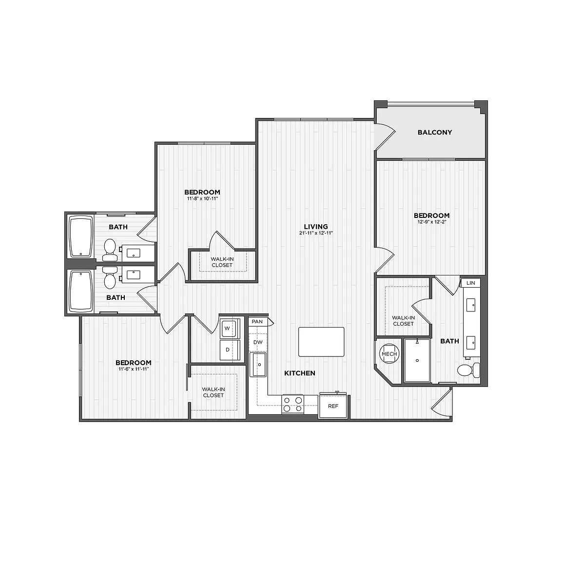 Floor plan 3 Bed/3 Bath-C1