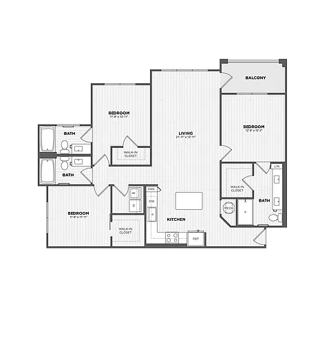 Floor plan 3 Bed/3 Bath-C1