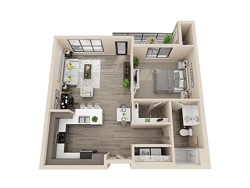 Floor plan A1 - 1x1 882 sf