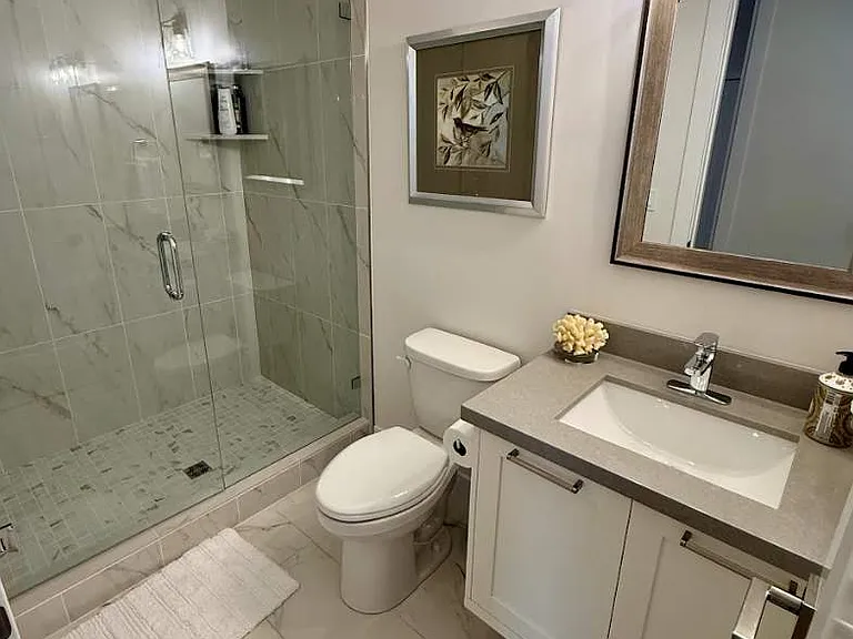 Hallway full bathroom with walk in shower