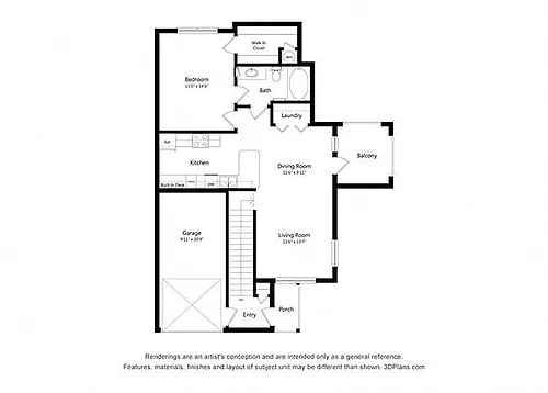 Floor plan One Bedroom (A3)