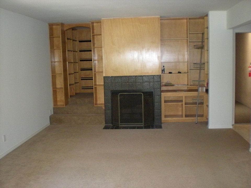Living room and library area