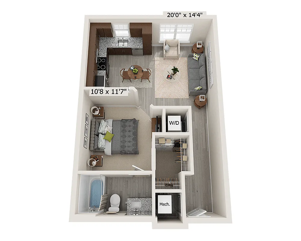 Floor plan One Bedroom A1A