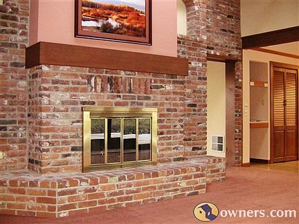 Fireplace also serves as passive solar heat sink.
