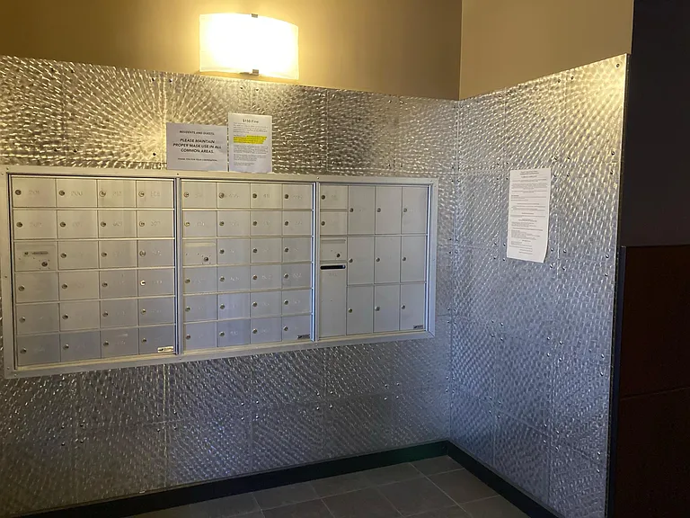 Mail area inside main entrance.