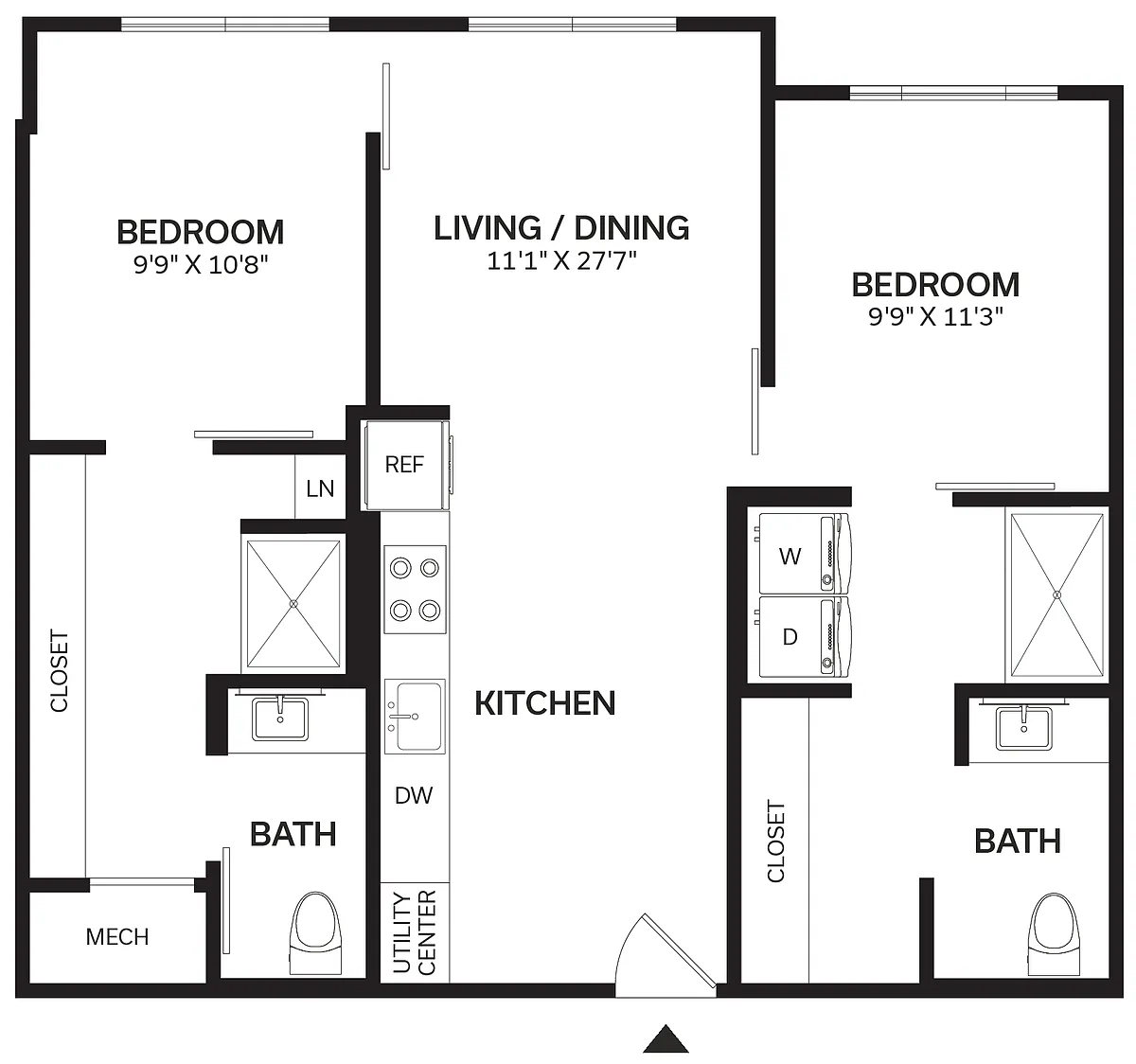 Floor plan 2 Bed/2 Bath-B3-2
