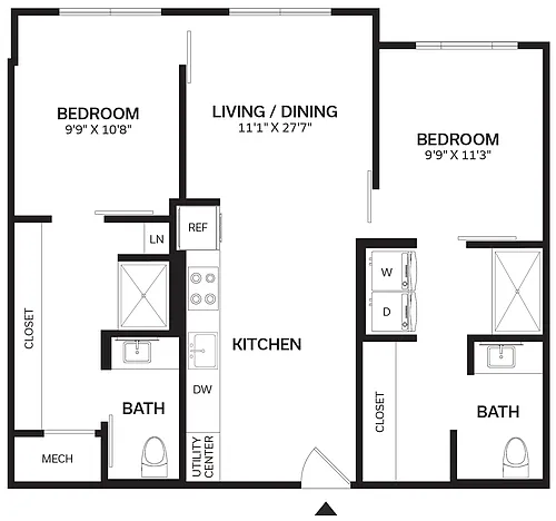 Floor plan 2 Bed/2 Bath-B3-2